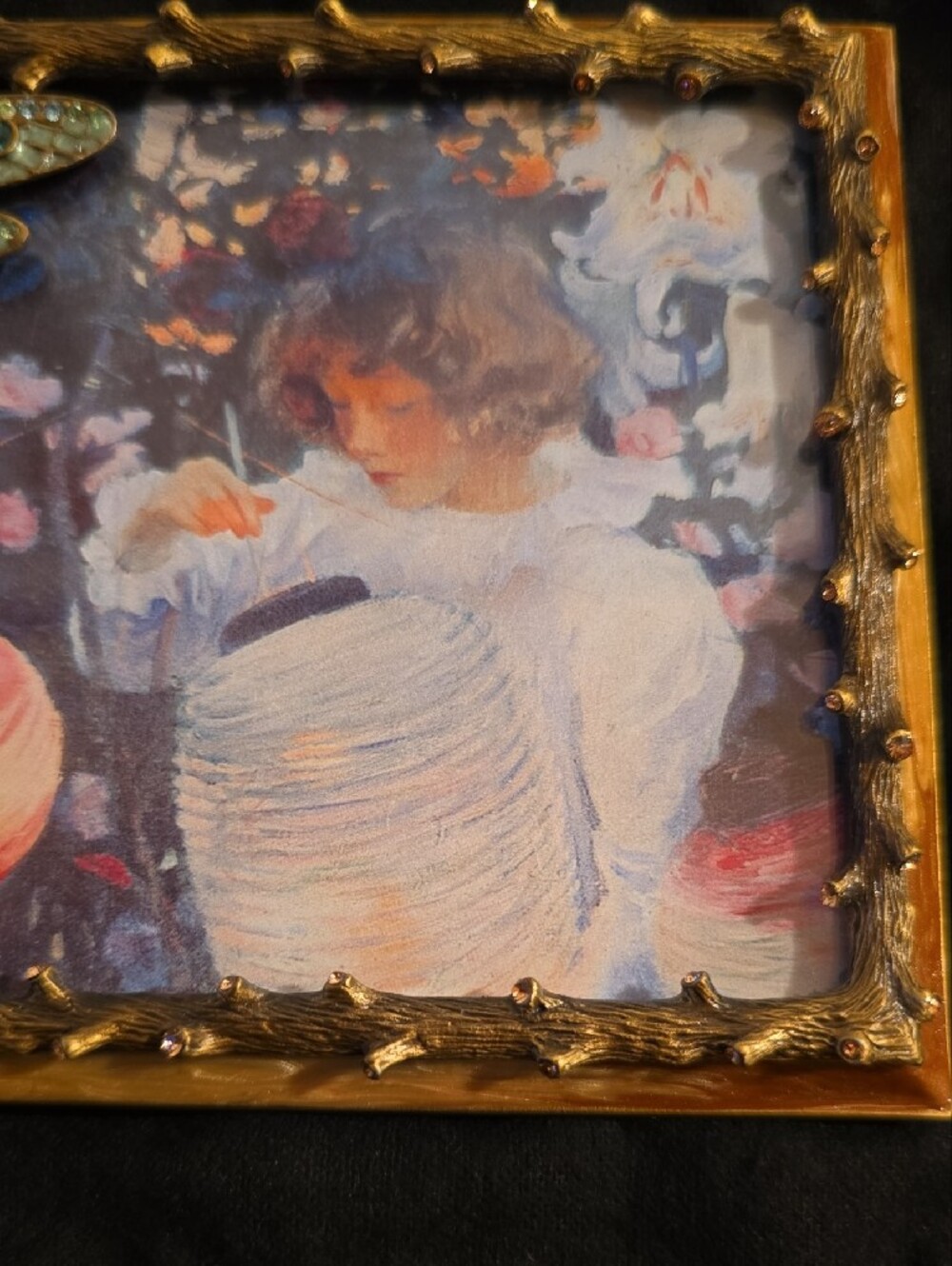 Jay Strongwater Jeweled Dragonfly Branch Frame John Singer Sargent Art Box - Picture 6 of 6